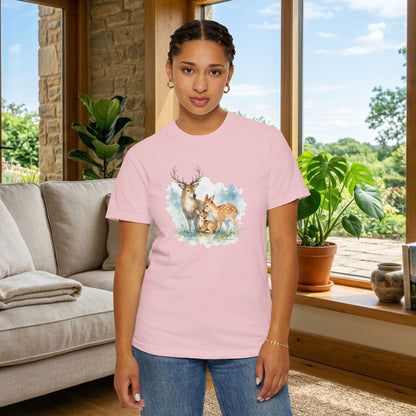 Watercolor Deer Family Tee | Forest Wildlife Art Shirt | Nature Lover Gift | Unisex