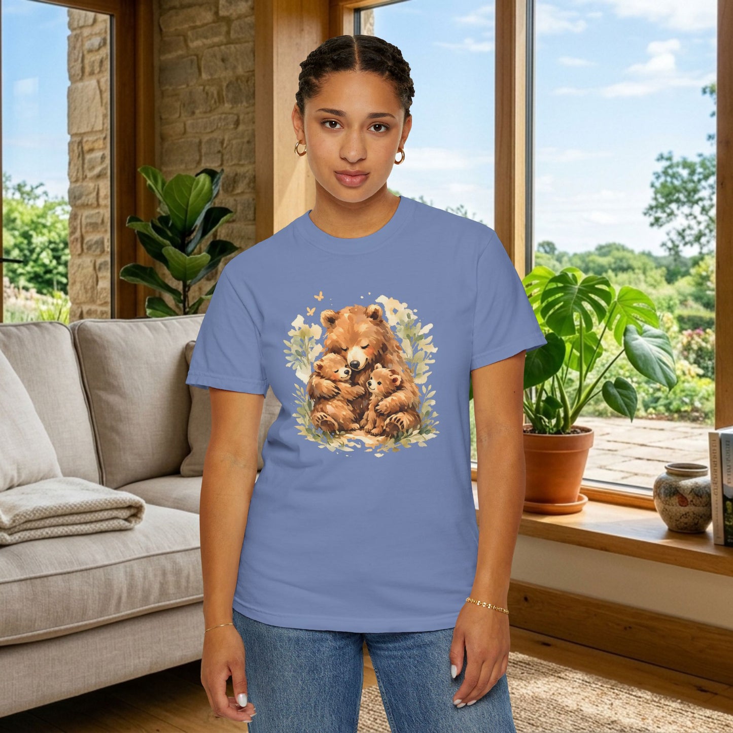 Mother Bear and Cubs Watercolor Tee | Wildlife Art Shirt | Mother Nature Gift | Unisex