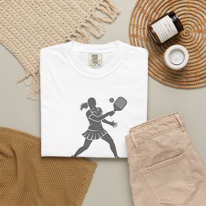 Pickleball Female Silhouette Icon Tee Minimalist Pickler Graphic Women T-Shirt
