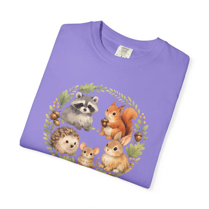Woodland Animals Circle Watercolor Tee | Forest Creature Gift Shirt | Nature Lover