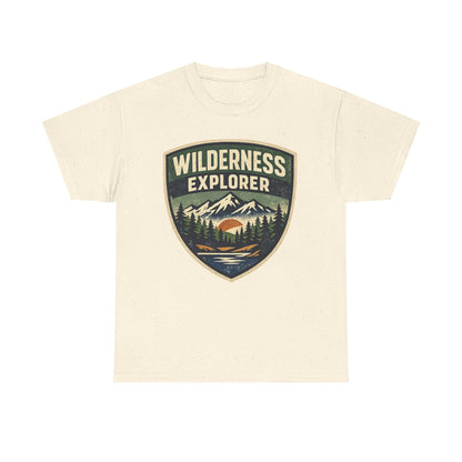 Wilderness Explorer Shield badge Tee | Retro Outdoor Adventure design | Hiking