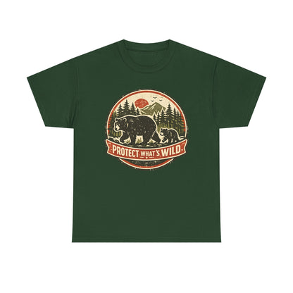 Bear and Cub Retro Badge Tee | Protect What's Wild | Wildlife Lover Gift | Unisex