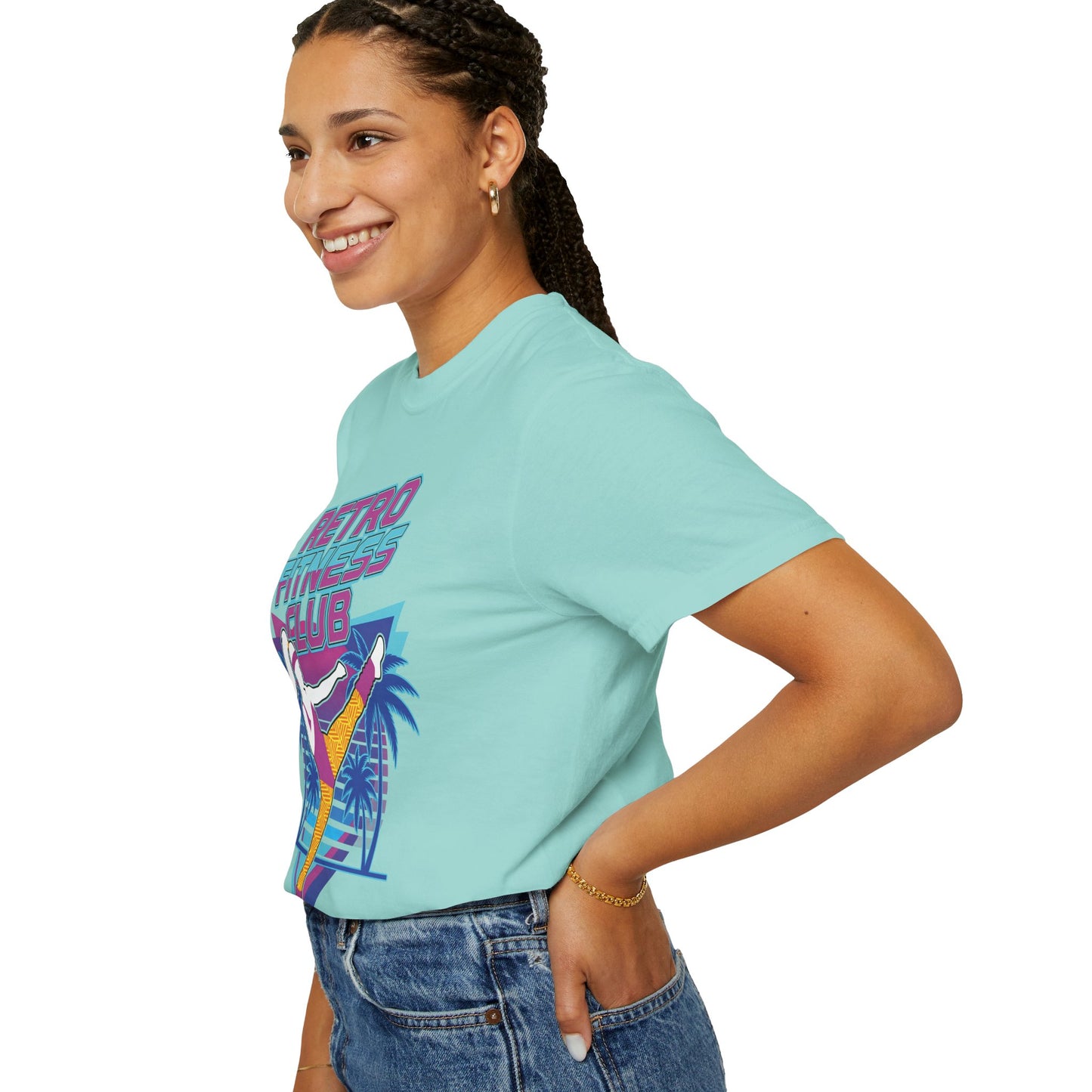 Retro Fitness Club High Kick 80s Tee | Vintage Aerobics Shirt Women