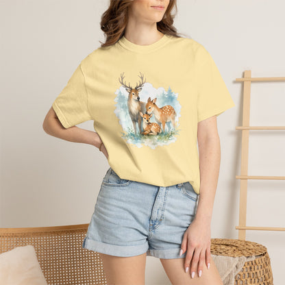 Watercolor Deer Family Tee | Forest Wildlife Art Shirt | Nature Lover Gift | Unisex