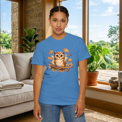 Watercolor Owl Graphic Tee | Autumn Wildlife Art Shirt | Owl Lover Gift