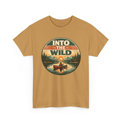 Into the Wild Canoe Badge Tee | Vintage Outdoor Graphic Shirt | Camping Adventure Gift