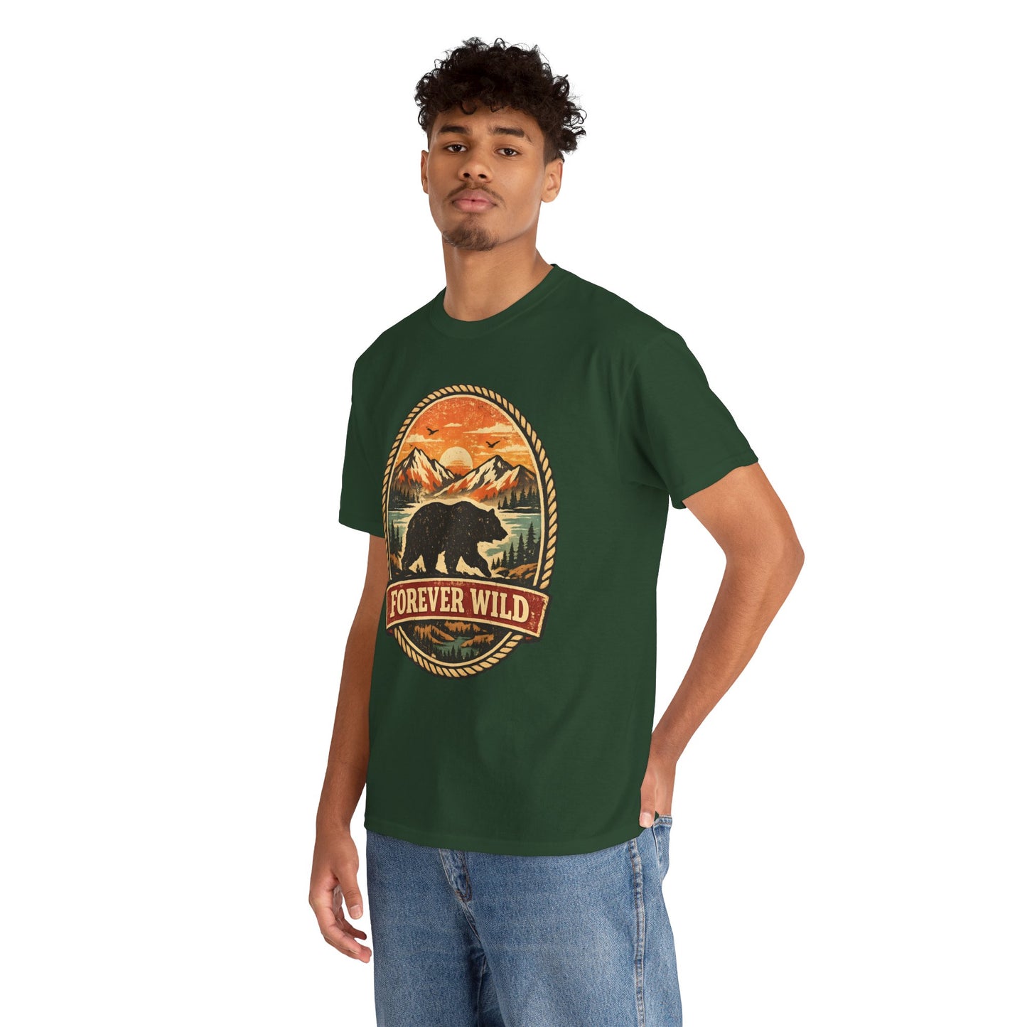 Grizzly Bear Forever Wild Badge Tee | Vintage National Park Shirt | Nature Lover Gift