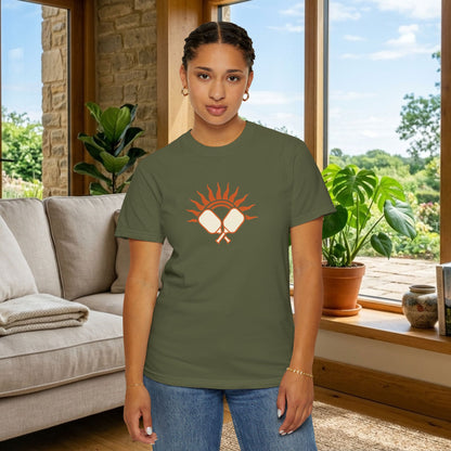 Pickleball Sun Badge Tee Pickler Vintage Minimalist Unisex Shirt
