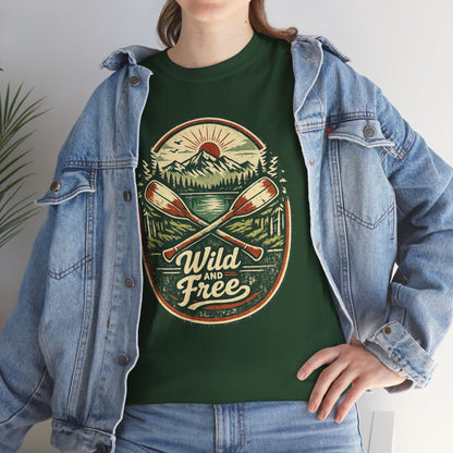 Wild and Free Badge Tee | Vintage Adventure Shirt | Outdoor Explorer Gift
