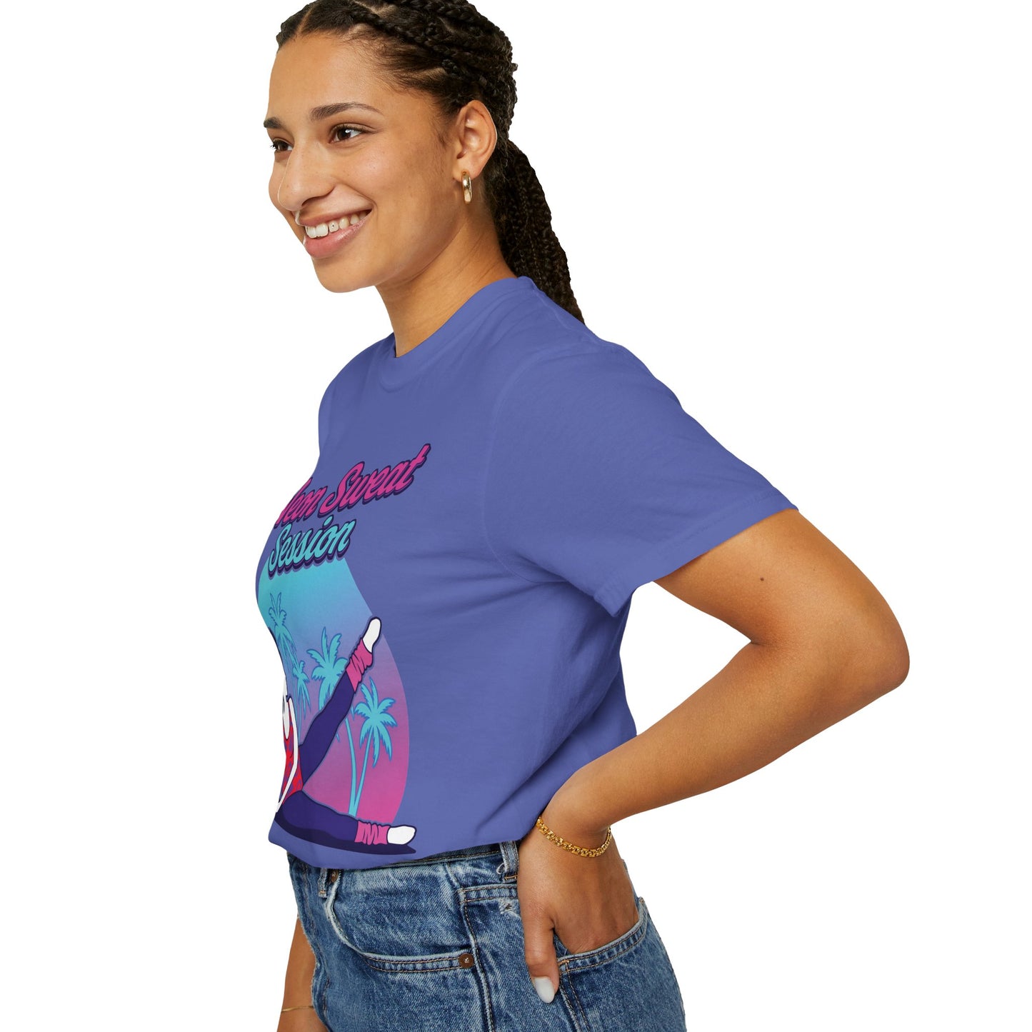 Neon Sweat Session Retro 80s Aerobics Graphic Tee | Vintage Workout Shirt