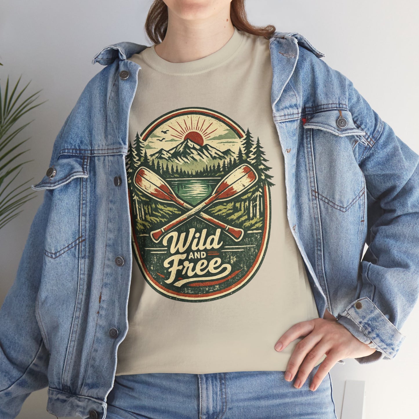 Wild and Free Badge Tee | Vintage Adventure Shirt | Outdoor Explorer Gift