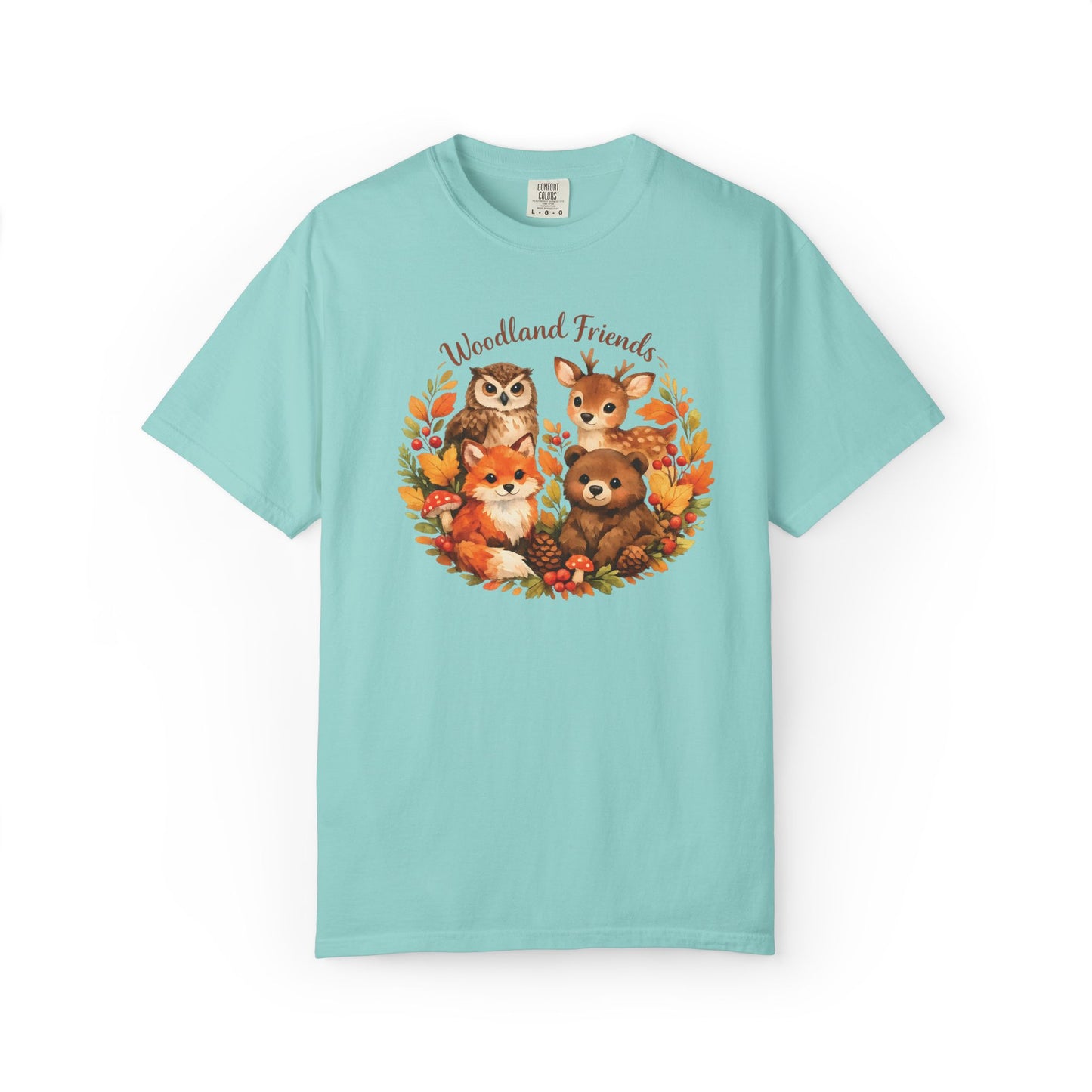 Woodland Friends Badge Watercolor Tee | Fox Bear Deer Owl Shirt | Nature Lover Gift