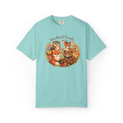Woodland Friends Badge Watercolor Tee | Fox Bear Deer Owl Shirt | Nature Lover Gift