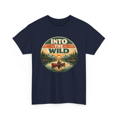 Into the Wild Canoe Badge Tee | Vintage Outdoor Graphic Shirt | Camping Adventure Gift