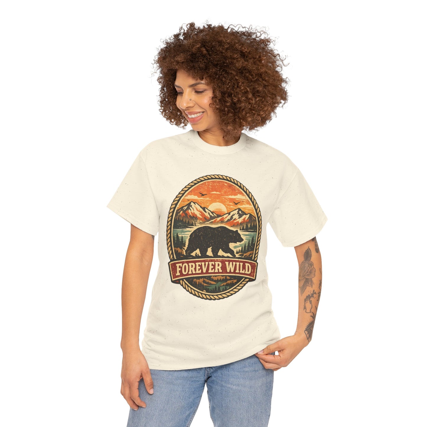 Grizzly Bear Forever Wild Badge Tee | Vintage National Park Shirt | Nature Lover Gift