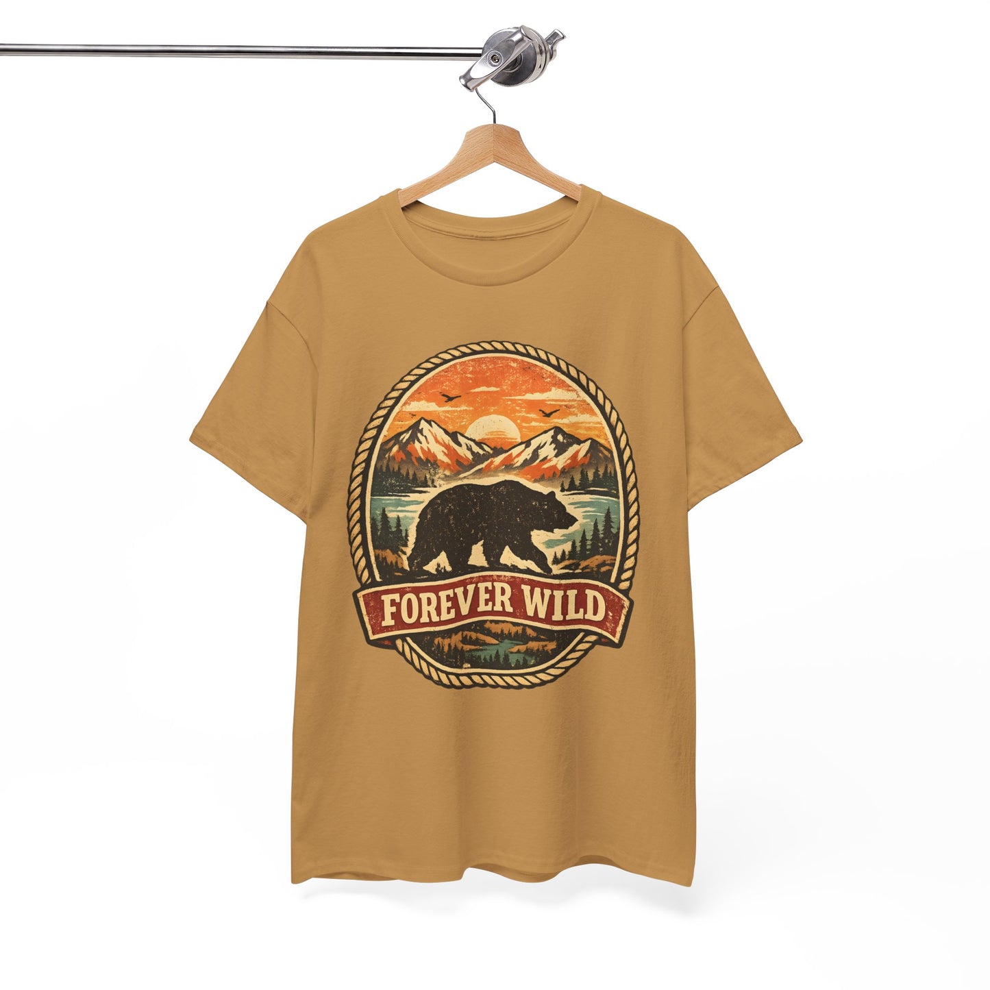 Grizzly Bear Forever Wild Badge Tee | Vintage National Park Shirt | Nature Lover Gift