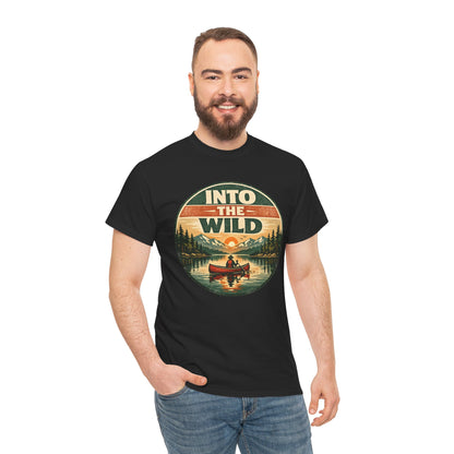 Into the Wild Canoe Badge Tee | Vintage Outdoor Graphic Shirt | Camping Adventure Gift