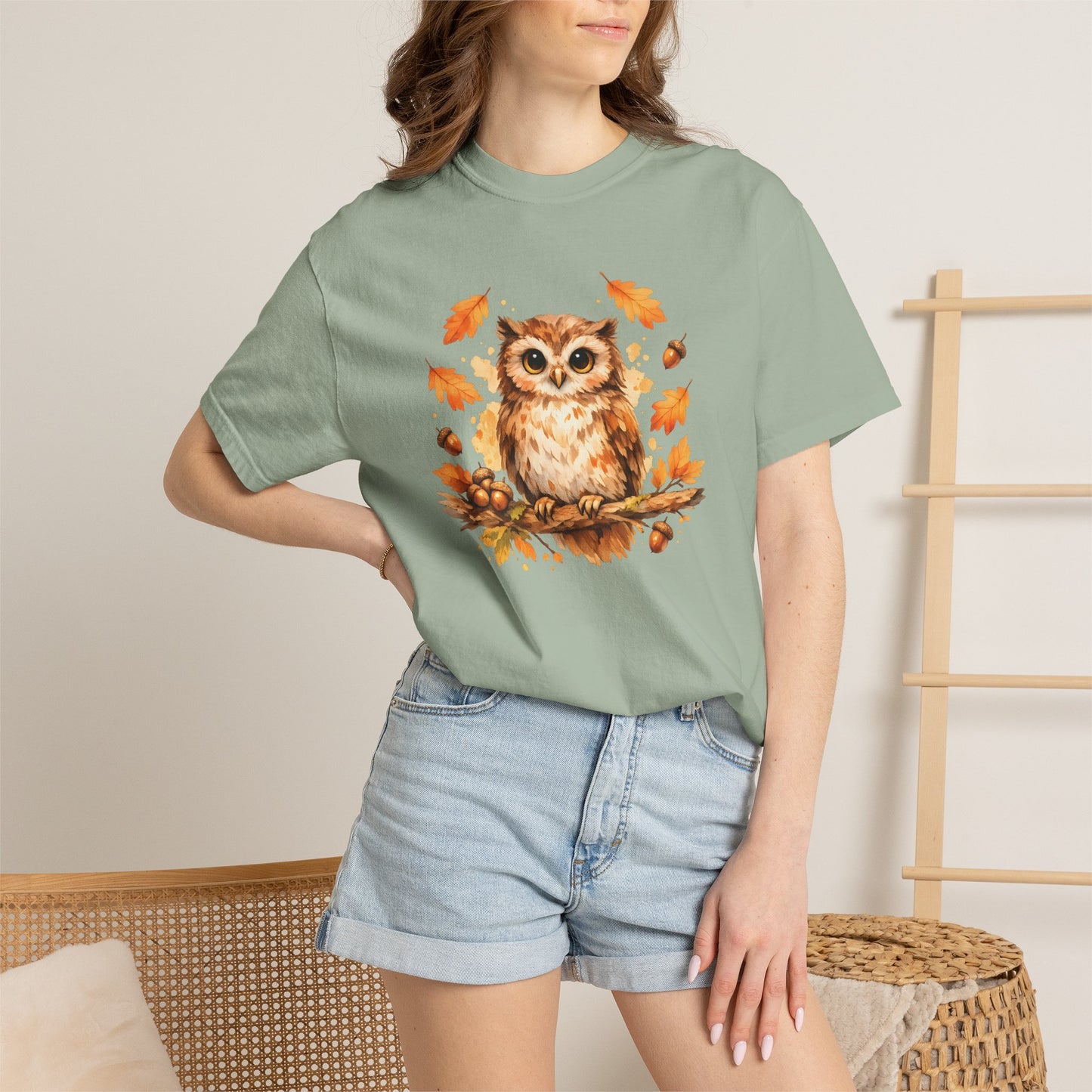 Watercolor Owl Graphic Tee | Autumn Wildlife Art Shirt | Owl Lover Gift