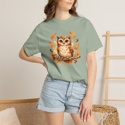 Watercolor Owl Graphic Tee | Autumn Wildlife Art Shirt | Owl Lover Gift