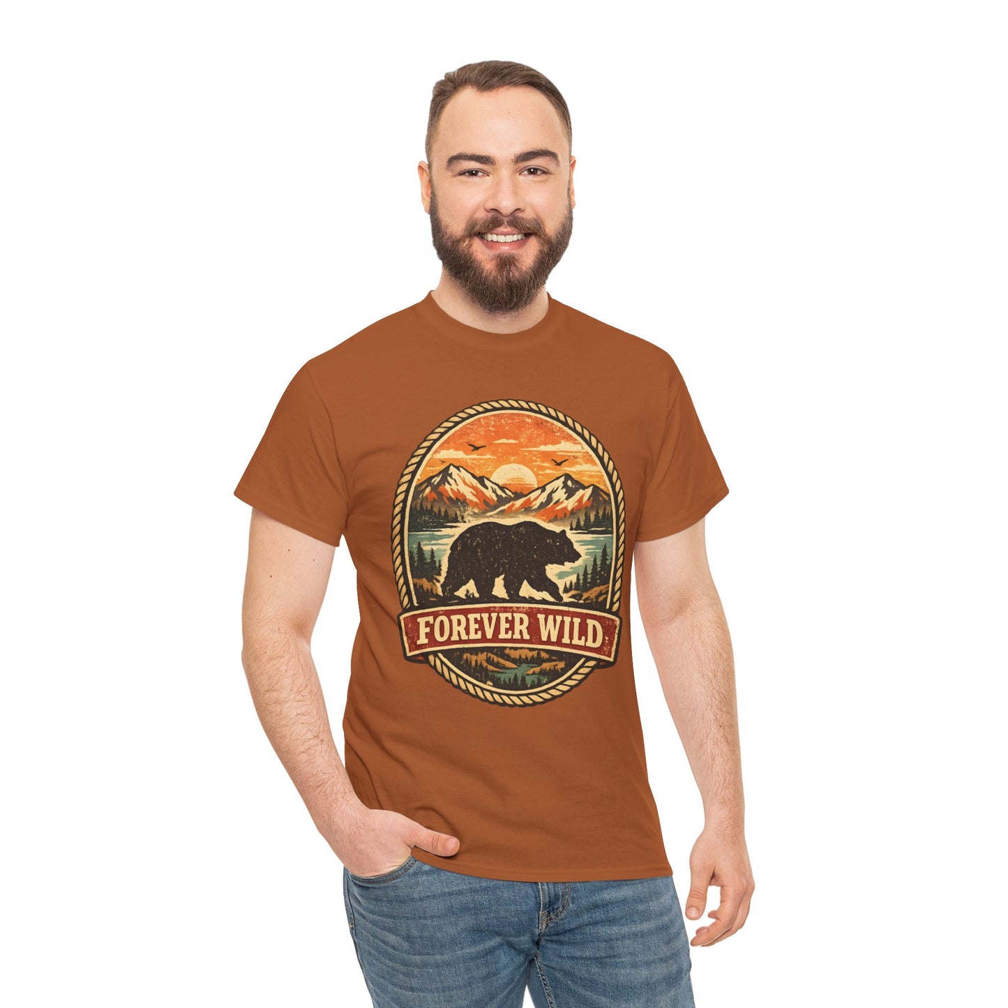 Grizzly Bear Forever Wild Badge Tee | Vintage National Park Shirt | Nature Lover Gift