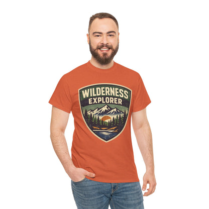 Wilderness Explorer Shield badge Tee | Retro Outdoor Adventure design | Hiking