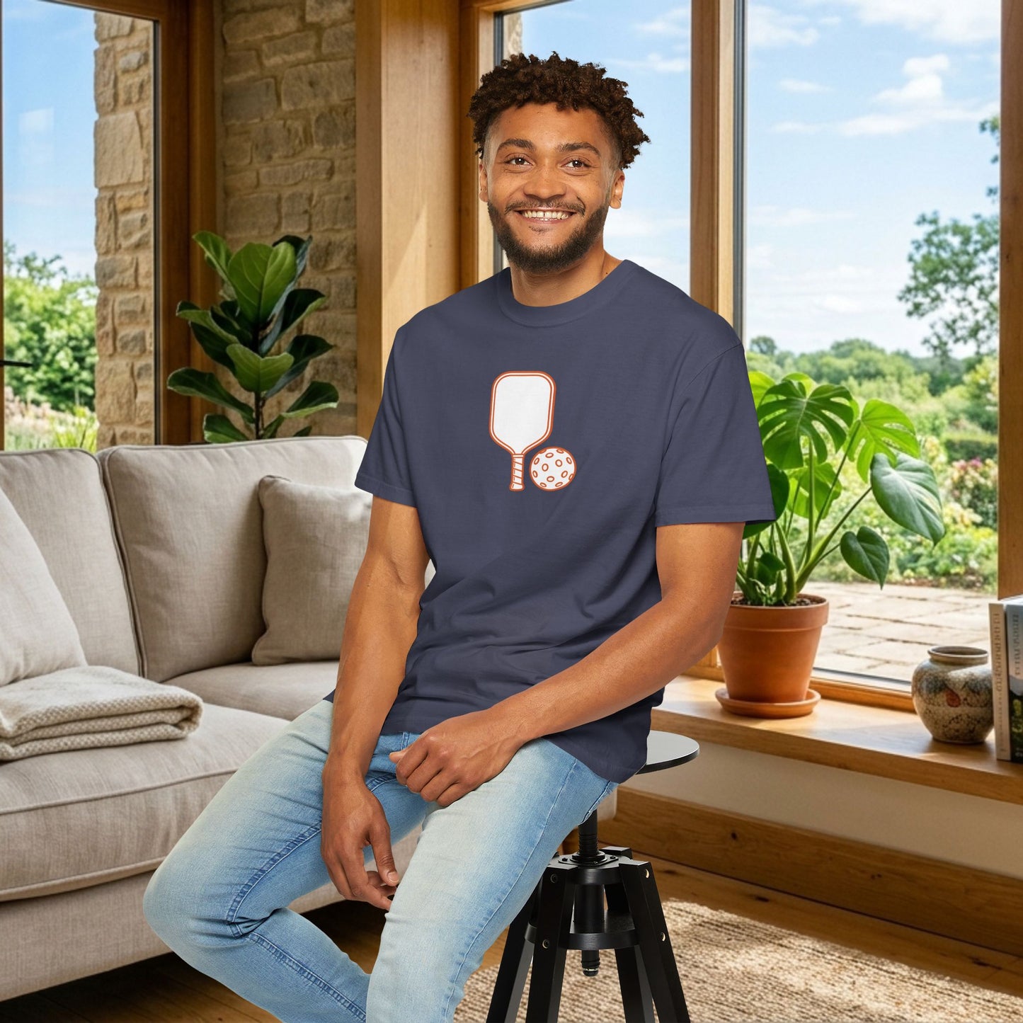 Pickleball Paddle And Ball Icon Tee Minimalist Pickler Unisex T-Shirt