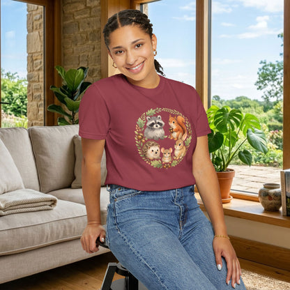 Woodland Animals Circle Watercolor Tee | Forest Creature Gift Shirt | Nature Lover