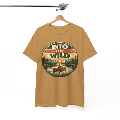 Into the Wild Canoe Badge Tee | Vintage Outdoor Graphic Shirt | Camping Adventure Gift