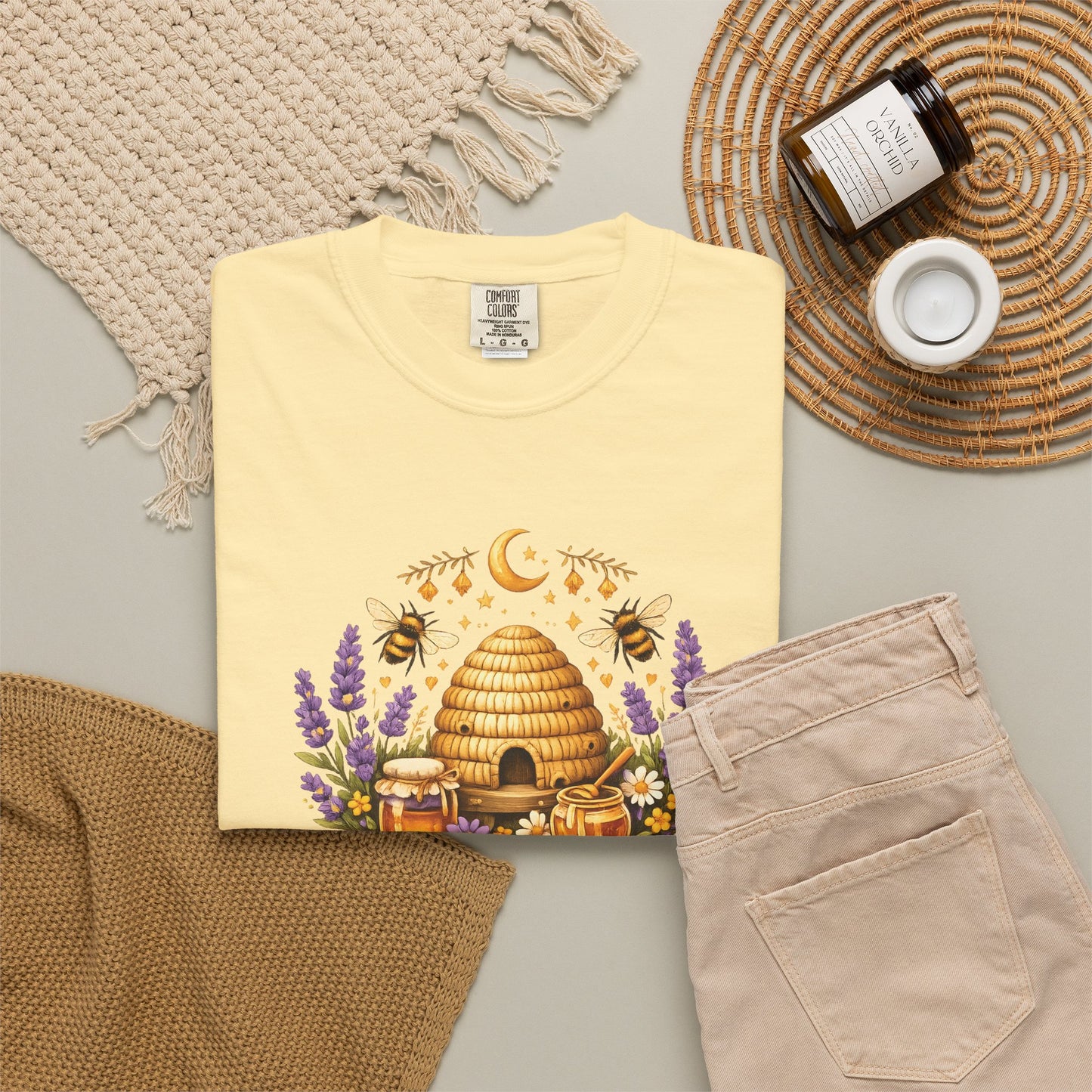 Beehive Honey and Lavender Tee | Vintage Nature Art Shirt | Botanical Garden Gift