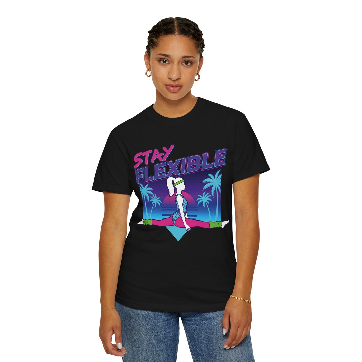 Stay Flexible Retro 80s Splits Aerobics Tee | Vintage Gym Shirt Women