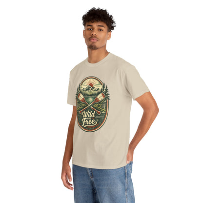 Wild and Free Badge Tee | Vintage Adventure Shirt | Outdoor Explorer Gift