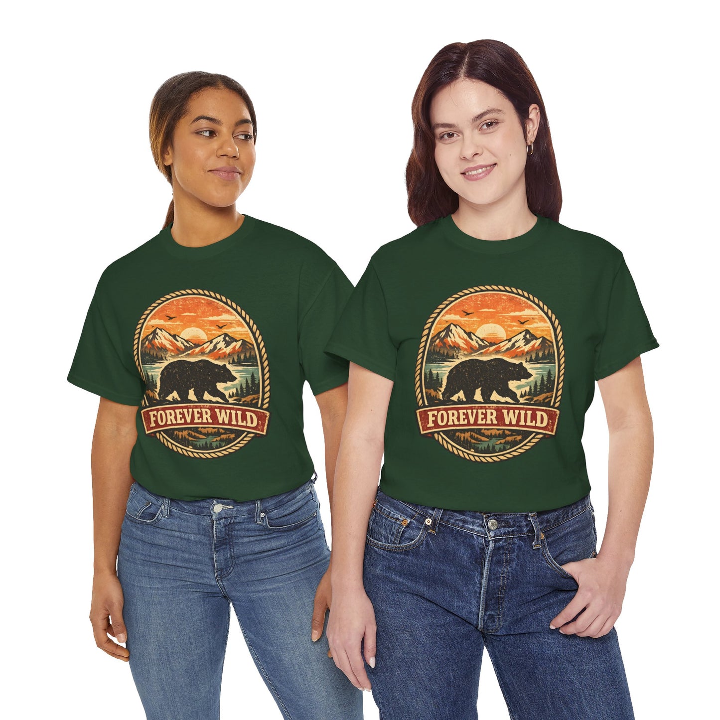 Grizzly Bear Forever Wild Badge Tee | Vintage National Park Shirt | Nature Lover Gift