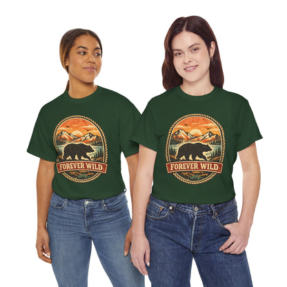 Grizzly Bear Forever Wild Badge Tee | Vintage National Park Shirt | Nature Lover Gift