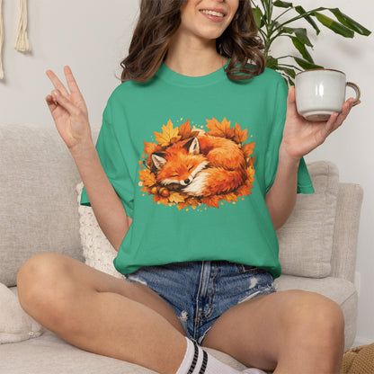 Sleeping Fox Watercolor Graphic Tee | Cozy Woodland Animal Shirt | Nature Lover Gift