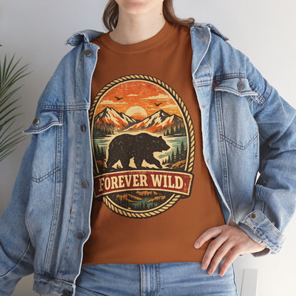 Grizzly Bear Forever Wild Badge Tee | Vintage National Park Shirt | Nature Lover Gift