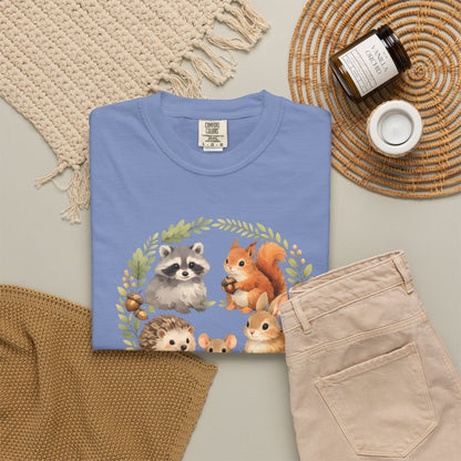Woodland Animals Circle Watercolor Tee | Forest Creature Gift Shirt | Nature Lover