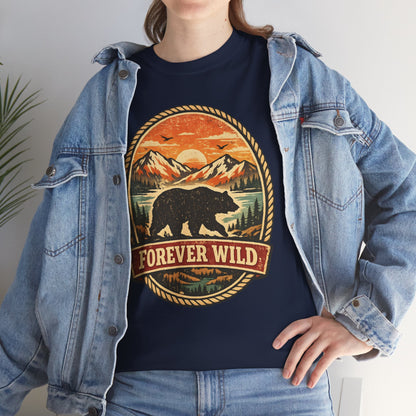Grizzly Bear Forever Wild Badge Tee | Vintage National Park Shirt | Nature Lover Gift