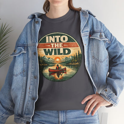 Into the Wild Canoe Badge Tee | Vintage Outdoor Graphic Shirt | Camping Adventure Gift