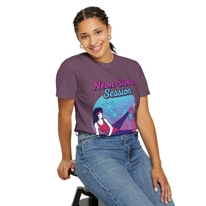 Neon Sweat Session Retro 80s Aerobics Graphic Tee | Vintage Workout Shirt