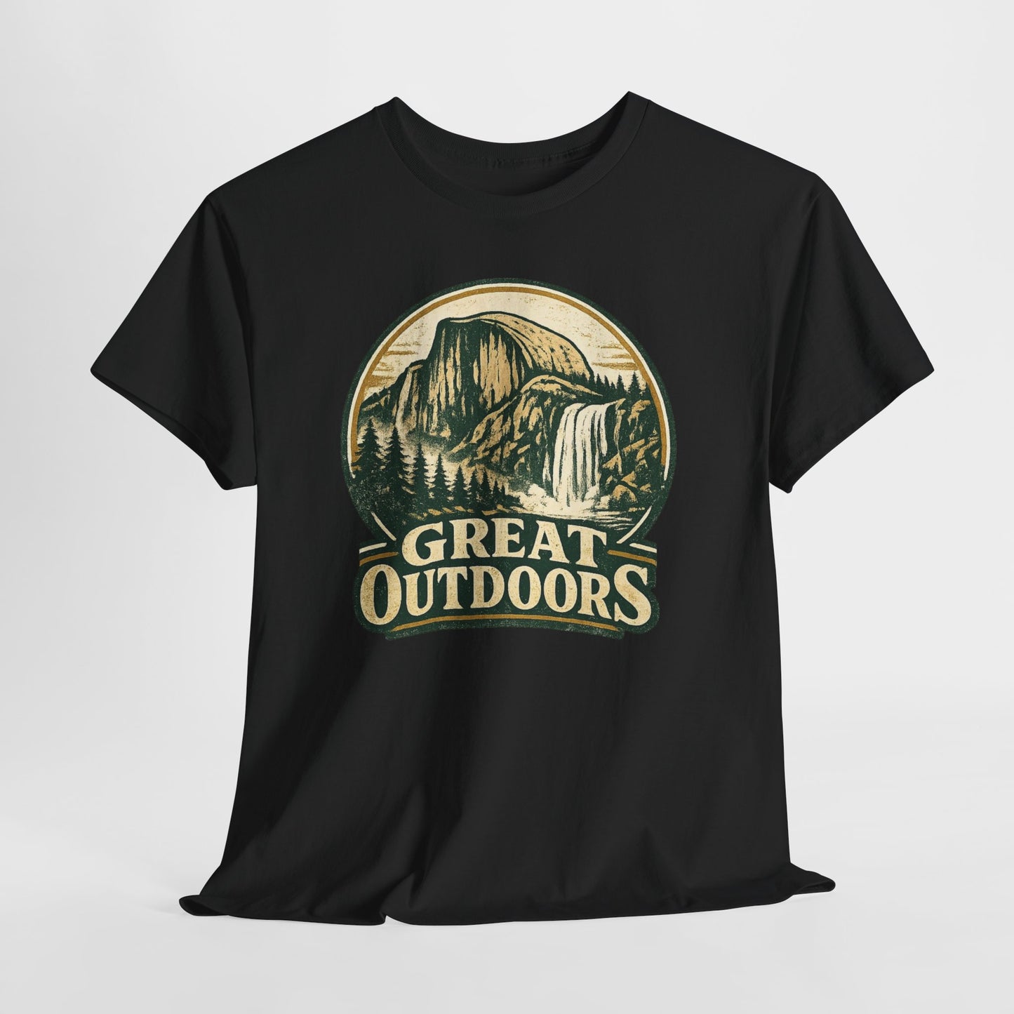 Great Outdoors Retro Badge Tee | Yosemite Half Dome Graphic Shirt | Camping Gift
