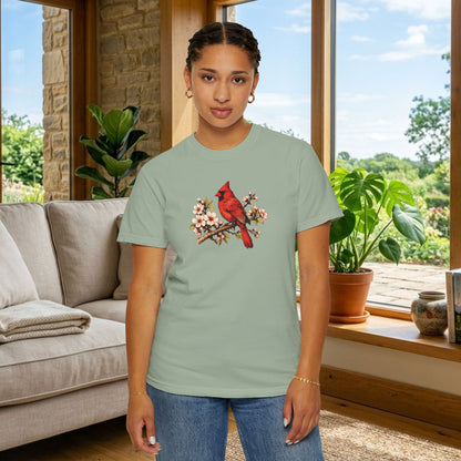 Cardinal Botanical Tee | Vintage Bird Art Shirt | Bird Watcher Gift