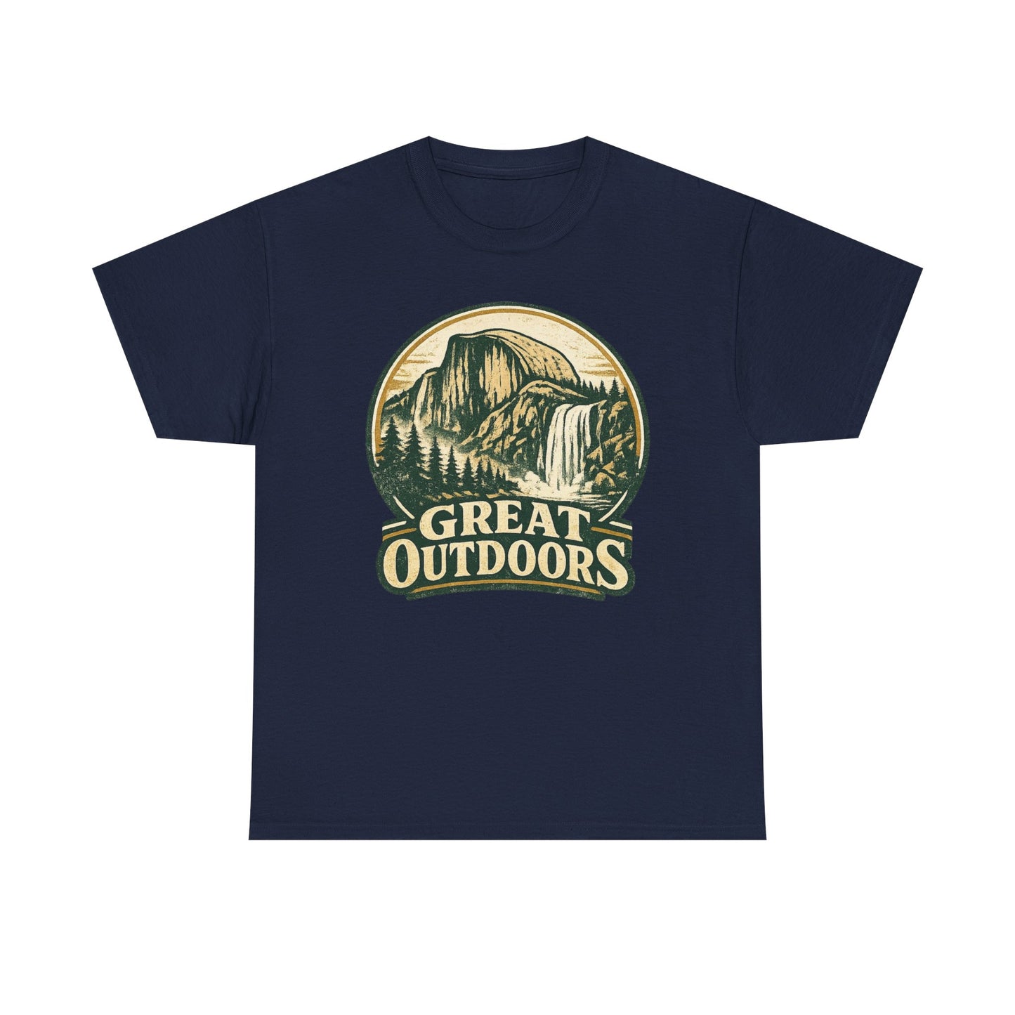 Great Outdoors Retro Badge Tee | Yosemite Half Dome Graphic Shirt | Camping Gift