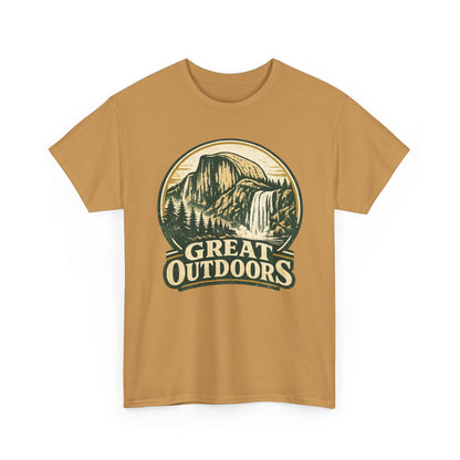 Great Outdoors Retro Badge Tee | Yosemite Half Dome Graphic Shirt | Camping Gift