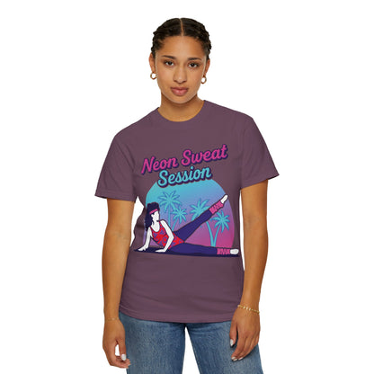 Neon Sweat Session Retro 80s Aerobics Graphic Tee | Vintage Workout Shirt