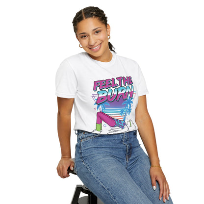 Feel the Burn Neon 80s Aerobics Graphic Tee | Retro Workout Shirt Women
