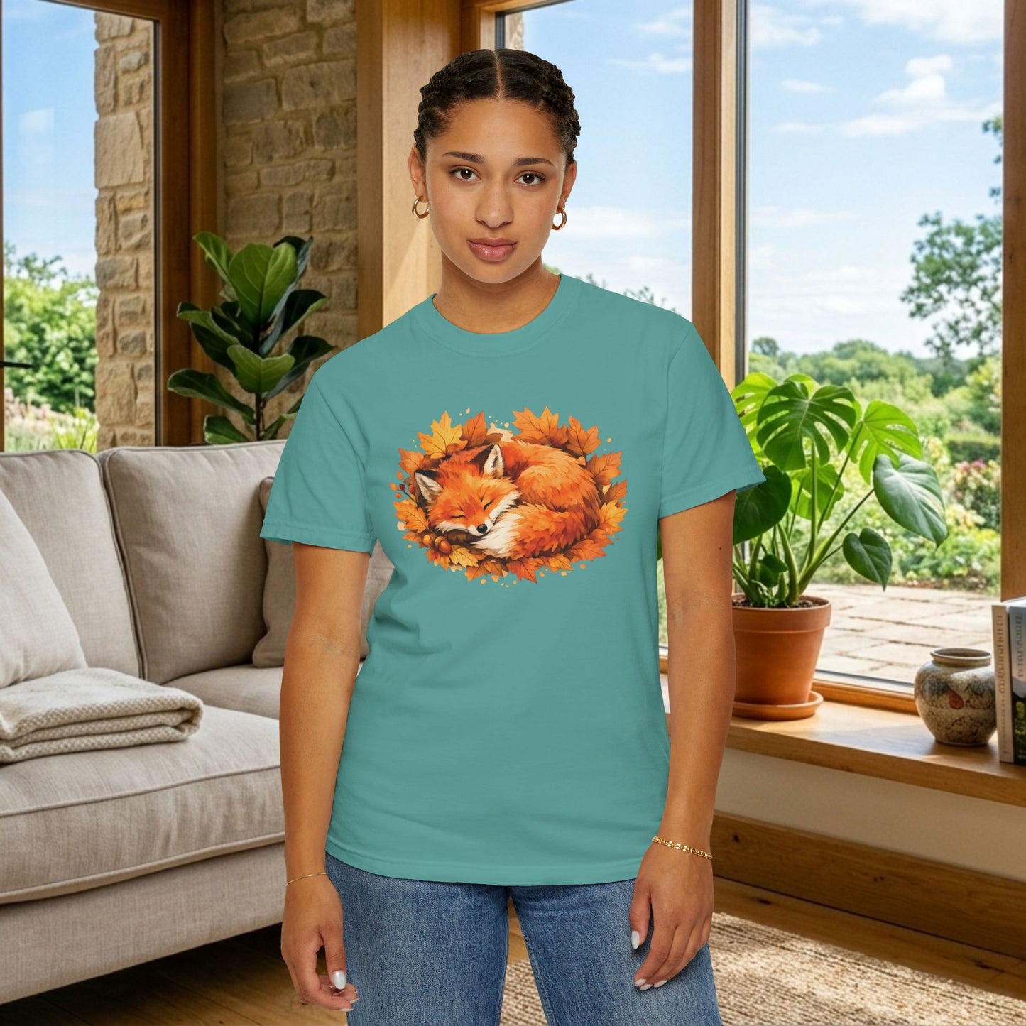 Sleeping Fox Watercolor Graphic Tee | Cozy Woodland Animal Shirt | Nature Lover Gift