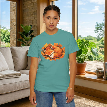 Sleeping Fox Watercolor Graphic Tee | Cozy Woodland Animal Shirt | Nature Lover Gift