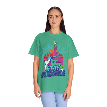 Stay Flexible Retro 80s Backbend Graphic Tee | Vintage Workout Shirt Women