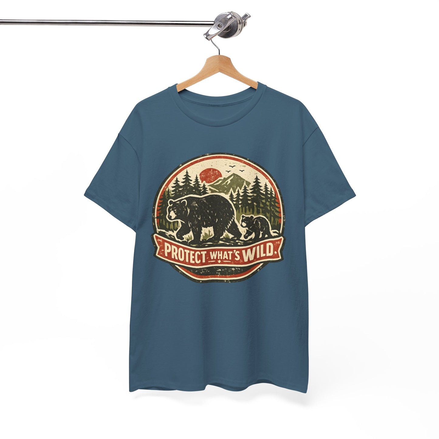 Bear and Cub Retro Badge Tee | Protect What's Wild | Wildlife Lover Gift | Unisex