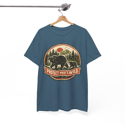 Bear and Cub Retro Badge Tee | Protect What's Wild | Wildlife Lover Gift | Unisex